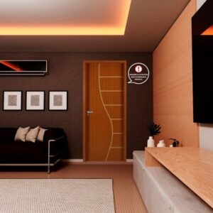 Folha De Porta Madeira Decorada 210x60cm Espessura 3,5cm Cantareira Mgm Mogno