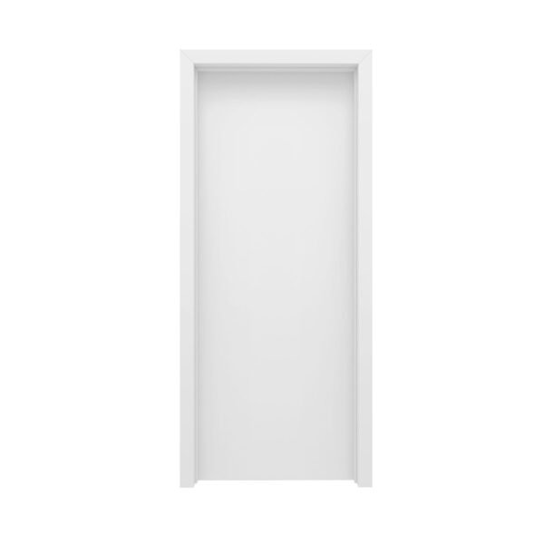 Kit Porta De Madeira 210x80cm Lisa Laqueada Esquerda Moldufama Branco - Imagem 3