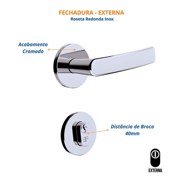 Kit Porta De Madeira 210x80cm Lisa Laqueada Esquerda Moldufama Branco - Imagem 8