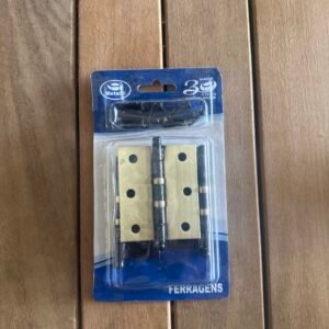 Dobradiça de Canto 3” 1/2” x 1/2” com Rolamento (Elo Bola) – Metalvi, acabamento zincado. Cód.: 41804.